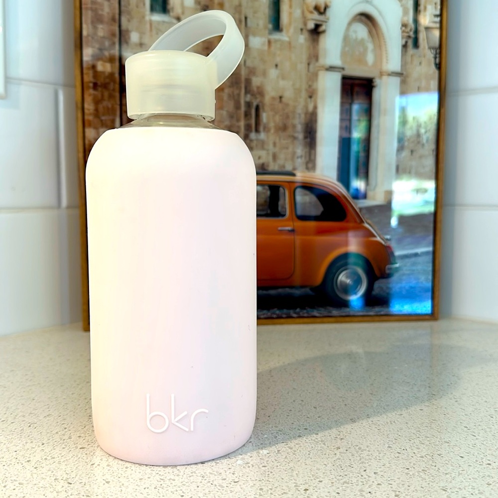 bkr Pastel Pink Silicon Covered Glass Water Bottle - 500mL/16oz, so pretty.